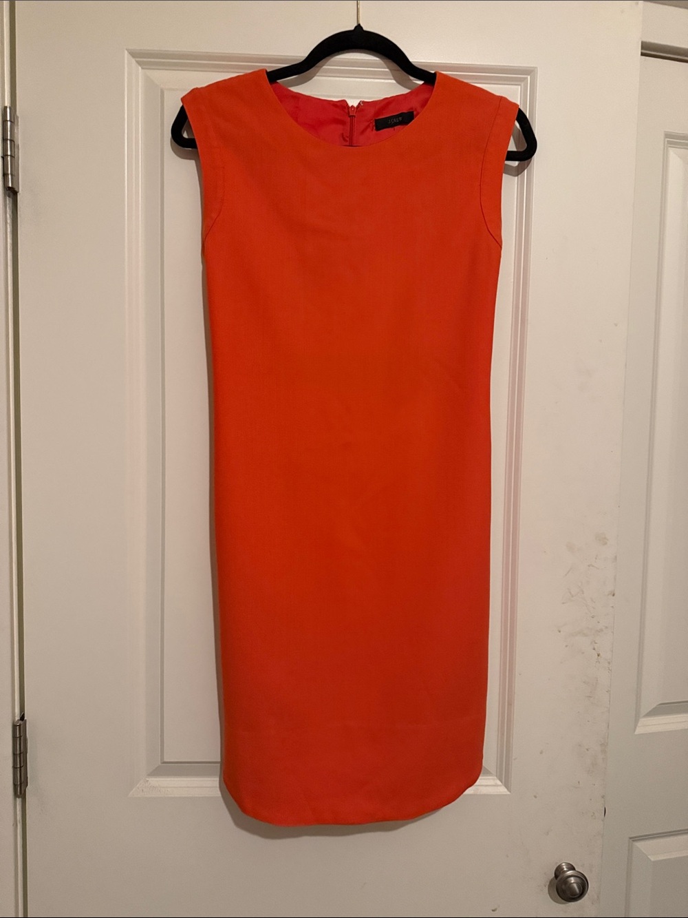 J Crew 100% Summer Wool Orange Sleeveless Sheath Dress SZ L